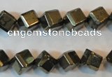 CPY362 15.5 inches 8*8mm faceted cube pyrite gemstone beads