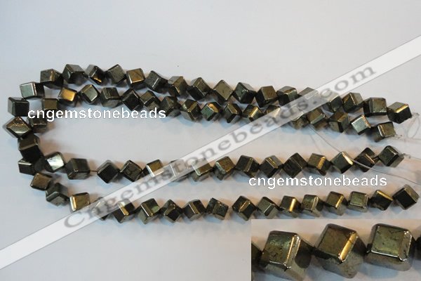 CPY362 15.5 inches 8*8mm faceted cube pyrite gemstone beads