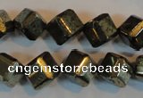 CPY363 15.5 inches 10*10mm faceted cube pyrite gemstone beads