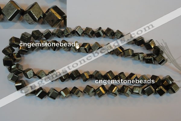 CPY363 15.5 inches 10*10mm faceted cube pyrite gemstone beads