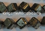 CPY364 15.5 inches 12*12mm faceted cube pyrite gemstone beads