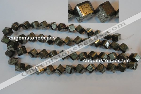 CPY364 15.5 inches 12*12mm faceted cube pyrite gemstone beads