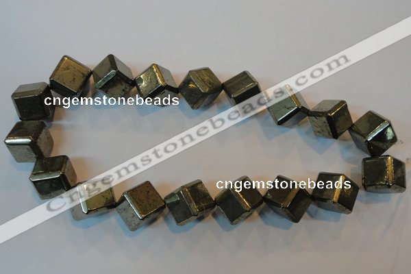CPY365 15.5 inches 16*16mm faceted cube pyrite gemstone beads