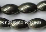 CPY367 15.5 inches 10*16mm rice pyrite gemstone beads wholesale