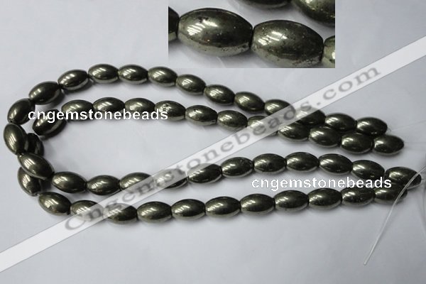 CPY367 15.5 inches 10*16mm rice pyrite gemstone beads wholesale