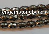 CPY371 15 inches 6*8mm faceted rice pyrite gemstone beads