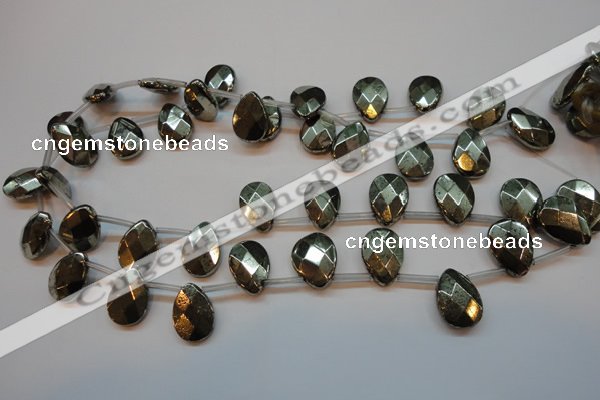 CPY376 Top drilled 15*20mm briolette pyrite gemstone beads