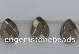 CPY378 Top drilled 12*16mm briolette pyrite gemstone beads