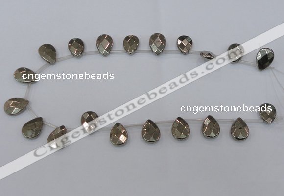 CPY378 Top drilled 12*16mm briolette pyrite gemstone beads