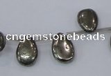 CPY383 Top drilled 10*14mm flat teardrop pyrite gemstone beads