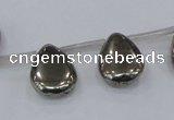 CPY385 Top drilled 13*18mm flat teardrop pyrite gemstone beads