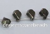 CPY388 Top drilled 9*11mm - 10*14mm faceted flat teardrop pyrite beads
