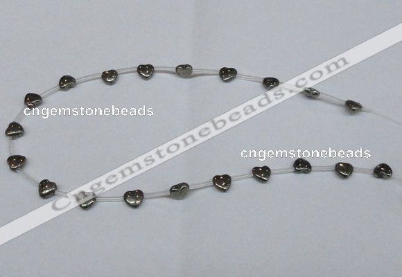 CPY391 Top drilled 8*8mm heart pyrite gemstone beads wholesale