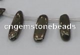 CPY396 Top drilled 5*15mm - 7*25mm sticks pyrite gemstone beads