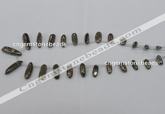 CPY396 Top drilled 5*15mm - 7*25mm sticks pyrite gemstone beads