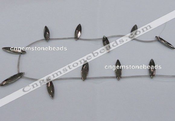 CPY398 Top drilled 8*30mm faceted marquise pyrite gemstone beads
