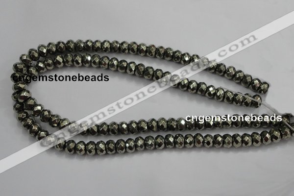 CPY40 16 inches 4*8mm faceted rondelle pyrite gemstone beads wholesale