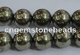 CPY405 15.5 inches 12mm round pyrite gemstone beads wholesale