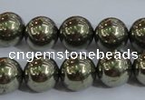 CPY405 15.5 inches 12mm round pyrite gemstone beads wholesale