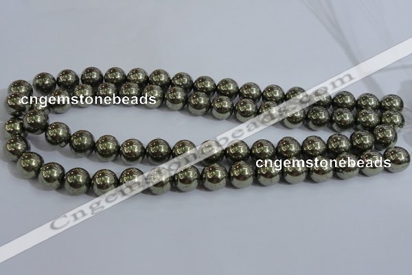 CPY405 15.5 inches 12mm round pyrite gemstone beads wholesale