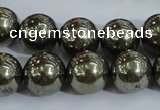 CPY406 15.5 inches 14mm round pyrite gemstone beads wholesale