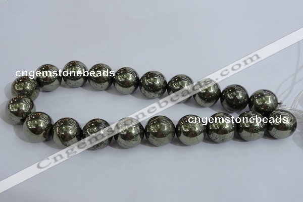 CPY408 15.5 inches 18mm round pyrite gemstone beads wholesale