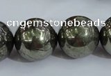 CPY409 15.5 inches 20mm round pyrite gemstone beads wholesale