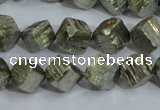 CPY411 15.5 inches 10*10mm faceted cube pyrite gemstone beads