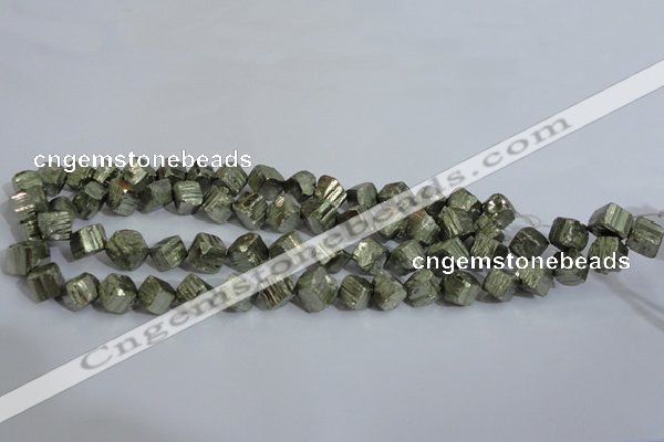 CPY411 15.5 inches 10*10mm faceted cube pyrite gemstone beads