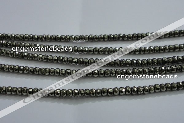 CPY426 15.5 inches 2*3mm faceted rondelle pyrite gemstone beads