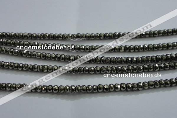 CPY427 15.5 inches 2.5*4mm faceted rondelle pyrite gemstone beads