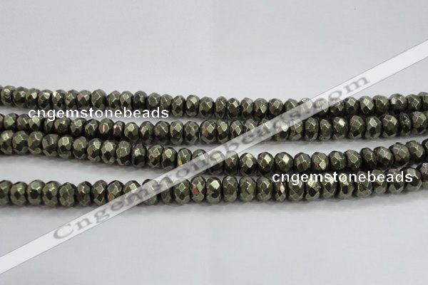 CPY429 15.5 inches 5*8mm faceted rondelle pyrite gemstone beads