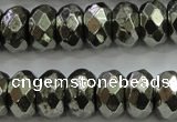 CPY430 15.5 inches 6*10mm faceted rondelle pyrite gemstone beads