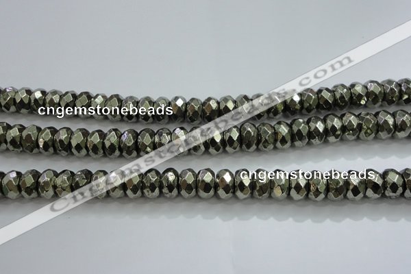 CPY430 15.5 inches 6*10mm faceted rondelle pyrite gemstone beads