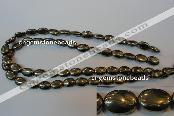 CPY44 16 inches 10*14mm oval pyrite gemstone beads wholesale
