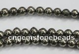 CPY46 16 inches 6mm round pyrite gemstone beads wholesale