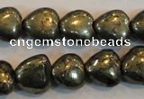 CPY51 16 inches 10*10mm heart pyrite gemstone beads wholesale