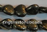 CPY52 16 inches 12*12mm heart pyrite gemstone beads wholesale