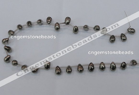 CPY551 Top drilled 8*12mm teardrop pyrite gemstone beads