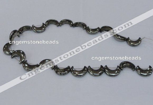 CPY568 15.5 inches 15*20mm curved moon pyrite gemstone beads