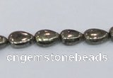 CPY576 15.5 inches 8*11mm flat teardrop pyrite gemstone beads