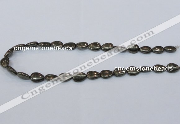 CPY577 15.5 inches 10*14mm flat teardrop pyrite gemstone beads