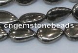 CPY579 15.5 inches 15*20mm flat teardrop pyrite gemstone beads