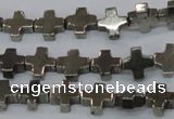 CPY581 15.5 inches 8*8mm cross pyrite gemstone beads wholesale