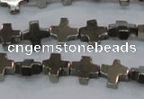 CPY582 15.5 inches 11*11mm cross pyrite gemstone beads wholesale