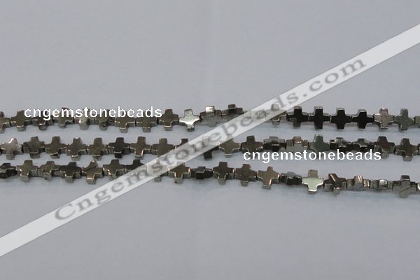 CPY582 15.5 inches 11*11mm cross pyrite gemstone beads wholesale