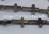 CPY583 15.5 inches 10*15mm cross pyrite gemstone beads wholesale