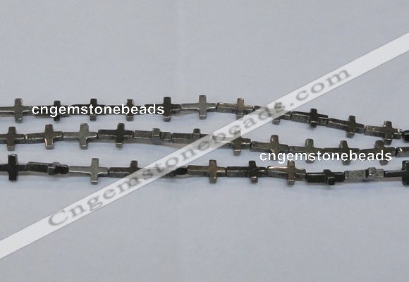 CPY583 15.5 inches 10*15mm cross pyrite gemstone beads wholesale