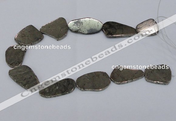 CPY586 15.5 inches 20*25mm - 30*40mm freeform pyrite gemstone beads