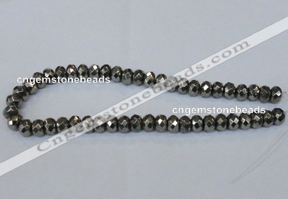 CPY588 15.5 inches 8*12mm faceted rondelle pyrite gemstone beads